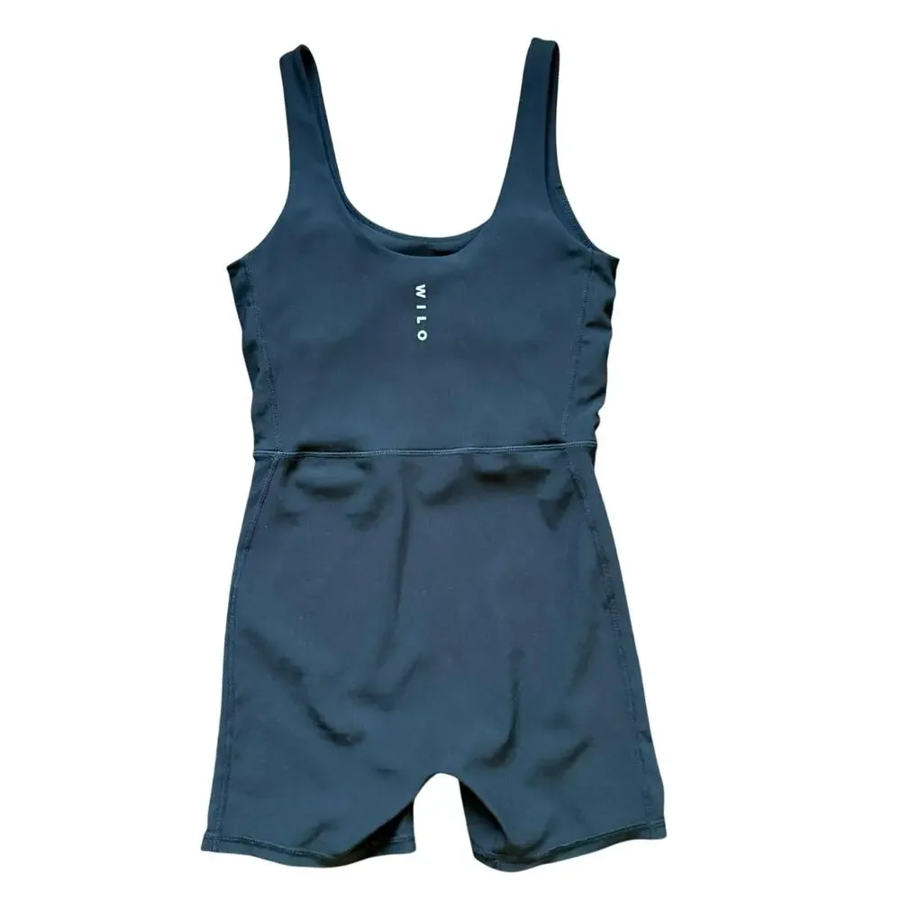 Wilo The Label Ribbed Black Athletic Workout Romper Womens Small NWOT